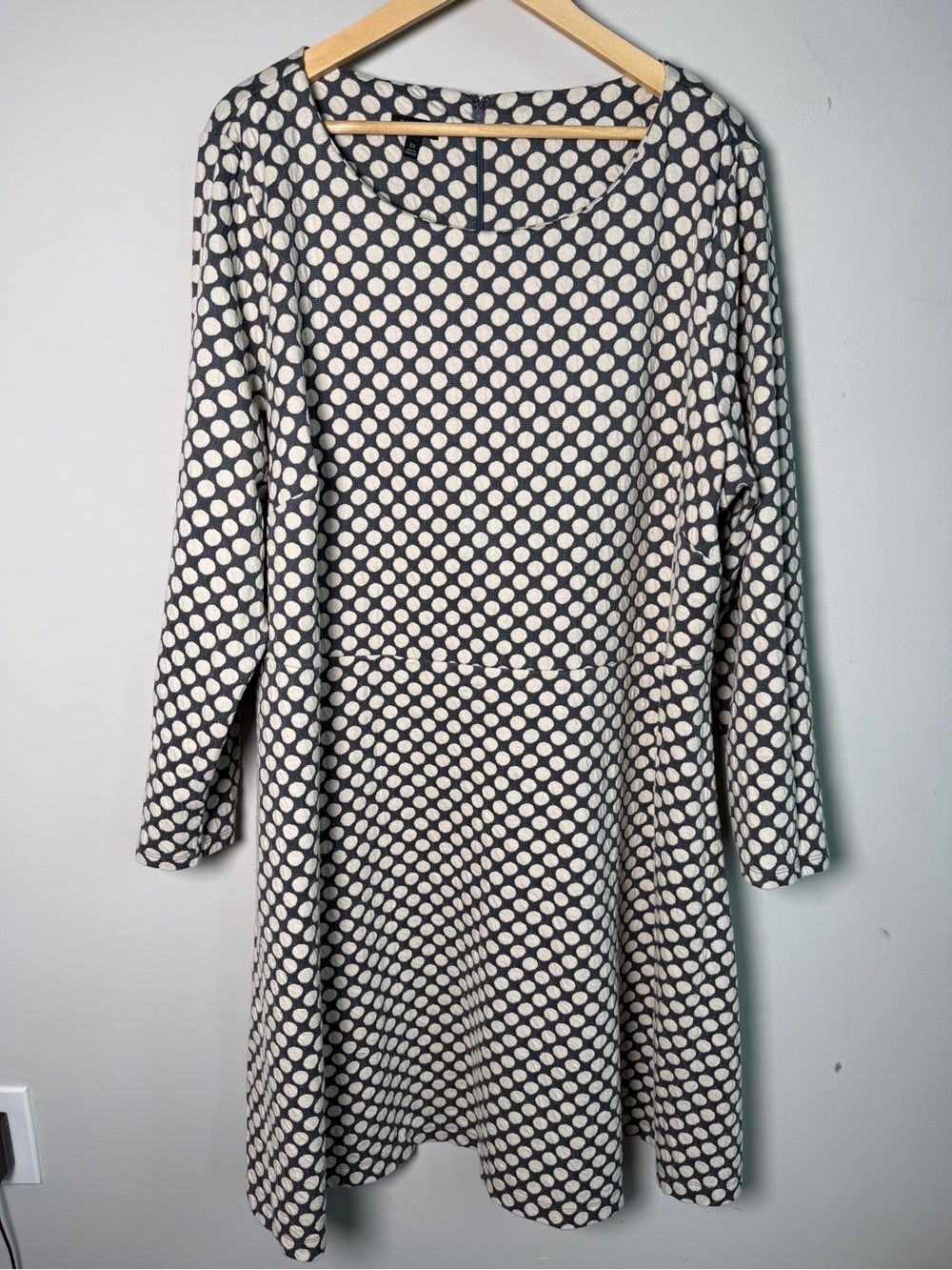 Talbots Plus Polka Dot Long Sleeve Shift Dress Mod Retro Boho Chic 3X
